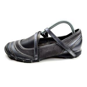 Skechers Bikers Dollface Mary Jane Shoes Grey Leather Hook And Loop Women's 9